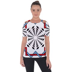 Star Illusion Mandala Shoulder Cut Out Short Sleeve Top