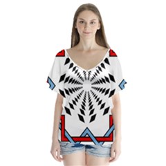 Star Illusion Mandala V-neck Flutter Sleeve Top by HermanTelo