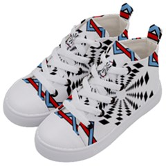 Star Illusion Mandala Kids  Mid-top Canvas Sneakers by HermanTelo