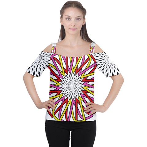 Sun Abstract Mandala Cutout Shoulder Tee by HermanTelo