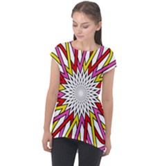 Sun Abstract Mandala Cap Sleeve High Low Top by HermanTelo