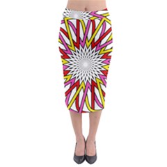 Sun Abstract Mandala Midi Pencil Skirt by HermanTelo