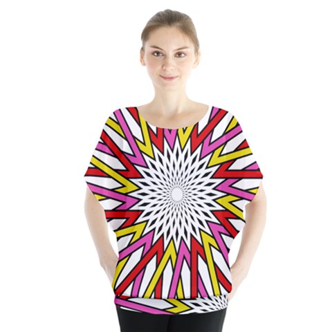 Sun Abstract Mandala Batwing Chiffon Blouse by HermanTelo