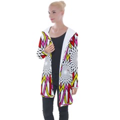 Sun Abstract Mandala Longline Hooded Cardigan