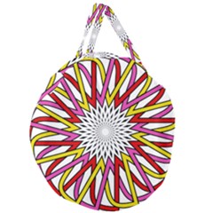 Sun Abstract Mandala Giant Round Zipper Tote