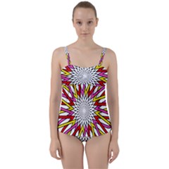 Sun Abstract Mandala Twist Front Tankini Set by HermanTelo