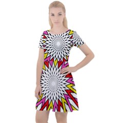 Sun Abstract Mandala Cap Sleeve Velour Dress 