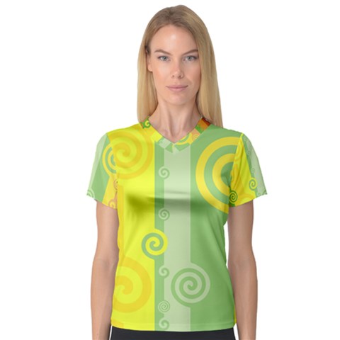 Ring Kringel Background Abstract Yellow V-neck Sport Mesh Tee by HermanTelo