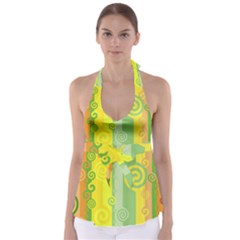 Ring Kringel Background Abstract Yellow Babydoll Tankini Top by HermanTelo