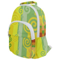 Ring Kringel Background Abstract Yellow Rounded Multi Pocket Backpack by HermanTelo