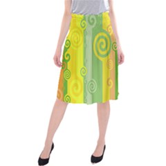 Ring Kringel Background Abstract Yellow Midi Beach Skirt by HermanTelo