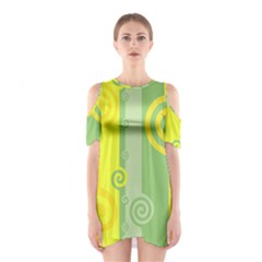 Ring Kringel Background Abstract Yellow Shoulder Cutout One Piece Dress by HermanTelo