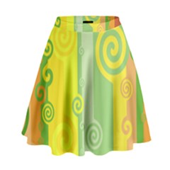 Ring Kringel Background Abstract Yellow High Waist Skirt by HermanTelo