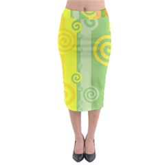 Ring Kringel Background Abstract Yellow Midi Pencil Skirt by HermanTelo