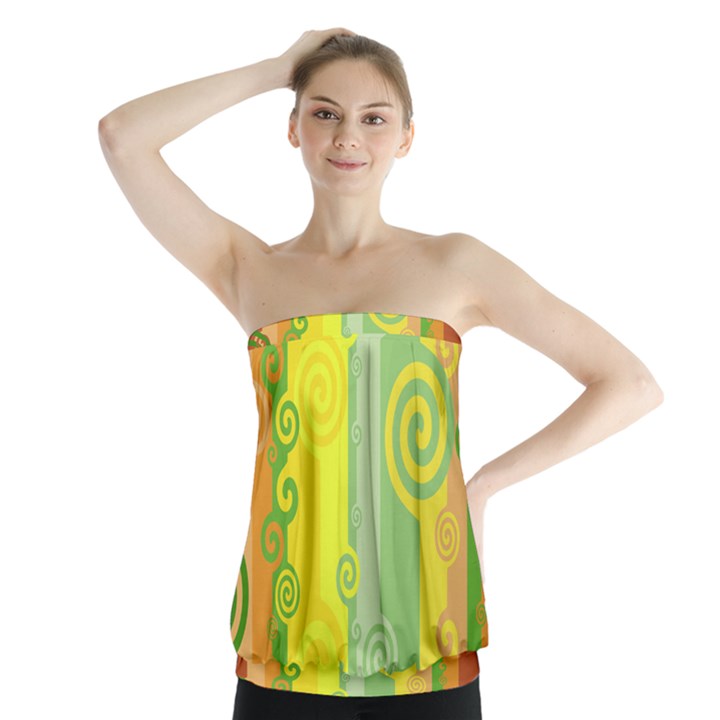 Ring Kringel Background Abstract Yellow Strapless Top