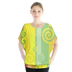 Ring Kringel Background Abstract Yellow Batwing Chiffon Blouse