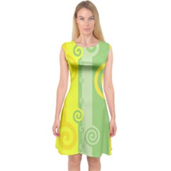 Ring Kringel Background Abstract Yellow Capsleeve Midi Dress