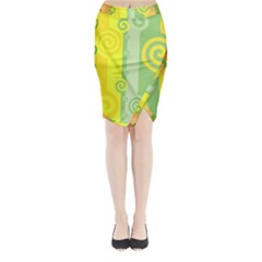 Ring Kringel Background Abstract Yellow Midi Wrap Pencil Skirt by HermanTelo