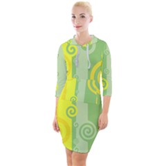 Ring Kringel Background Abstract Yellow Quarter Sleeve Hood Bodycon Dress by HermanTelo