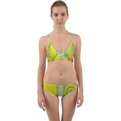 Ring Kringel Background Abstract Yellow Wrap Around Bikini Set