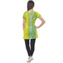 Ring Kringel Background Abstract Yellow Puff Sleeve Tunic Top View2