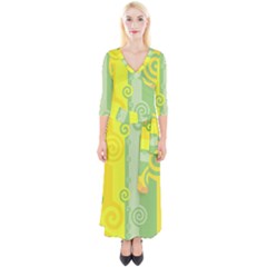 Ring Kringel Background Abstract Yellow Quarter Sleeve Wrap Maxi Dress