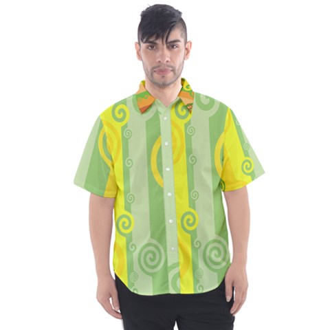 Ring Kringel Background Abstract Yellow Men s Short Sleeve Shirt by HermanTelo