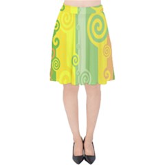 Ring Kringel Background Abstract Yellow Velvet High Waist Skirt by HermanTelo