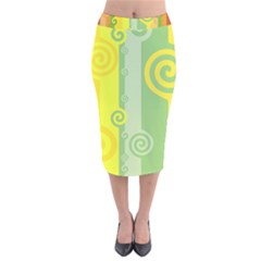 Ring Kringel Background Abstract Yellow Velvet Midi Pencil Skirt by HermanTelo