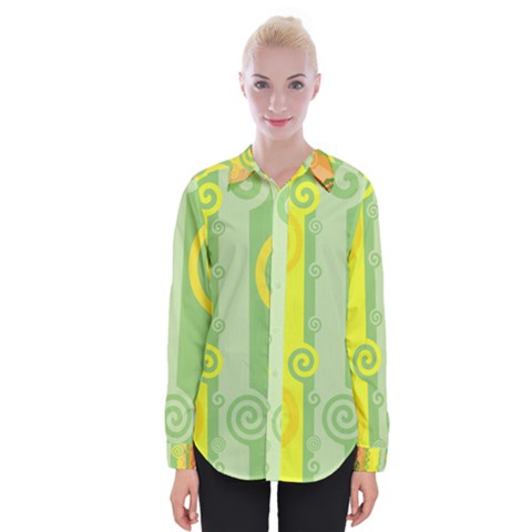 Ring Kringel Background Abstract Yellow Womens Long Sleeve Shirt by HermanTelo