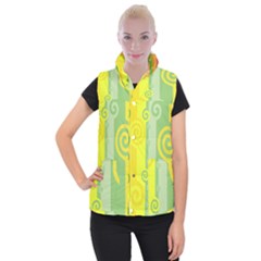 Ring Kringel Background Abstract Yellow Women s Button Up Vest