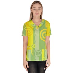 Ring Kringel Background Abstract Yellow Women s V-neck Scrub Top by HermanTelo