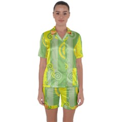 Ring Kringel Background Abstract Yellow Satin Short Sleeve Pyjamas Set