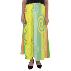 Ring Kringel Background Abstract Yellow Flared Maxi Skirt by HermanTelo