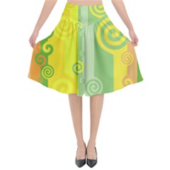 Ring Kringel Background Abstract Yellow Flared Midi Skirt by HermanTelo