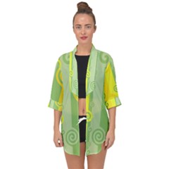 Ring Kringel Background Abstract Yellow Open Front Chiffon Kimono