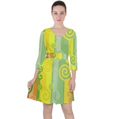 Ring Kringel Background Abstract Yellow Ruffle Dress