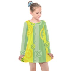 Ring Kringel Background Abstract Yellow Kids  Long Sleeve Dress by HermanTelo