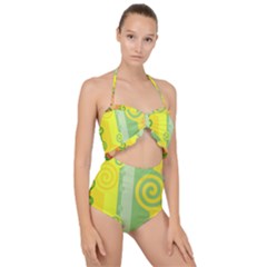 Ring Kringel Background Abstract Yellow Scallop Top Cut Out Swimsuit