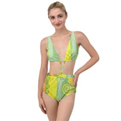 Ring Kringel Background Abstract Yellow Tied Up Two Piece Swimsuit