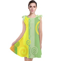 Ring Kringel Background Abstract Yellow Tie Up Tunic Dress by HermanTelo