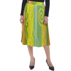 Ring Kringel Background Abstract Yellow Classic Velour Midi Skirt  by HermanTelo