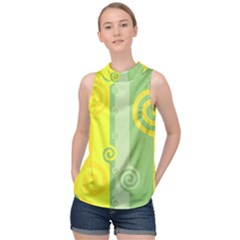 Ring Kringel Background Abstract Yellow High Neck Satin Top