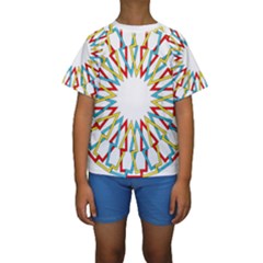 Wheel Complex Symbol Mandala Kids  Short Sleeve Swimwear