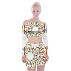 Wheel Complex Symbol Mandala Off Shoulder Top With Mini Skirt Set