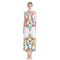 Wheel Complex Symbol Mandala Button Up Chiffon Maxi Dress