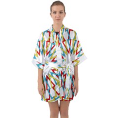 Wheel Complex Symbol Mandala Quarter Sleeve Kimono Robe by HermanTelo