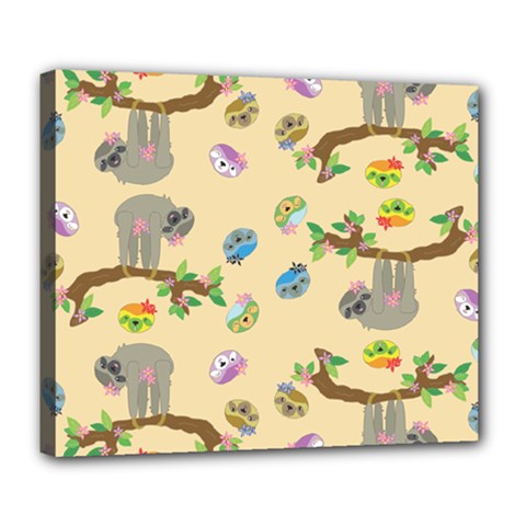 Sloth Neutral Color Cute Cartoon Deluxe Canvas 24  X 20  (stretched) by HermanTelo