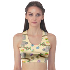 Sloth Neutral Color Cute Cartoon Sports Bra by HermanTelo