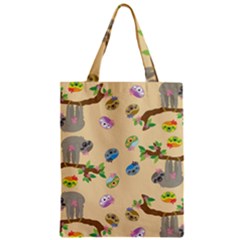 Sloth Neutral Color Cute Cartoon Zipper Classic Tote Bag by HermanTelo